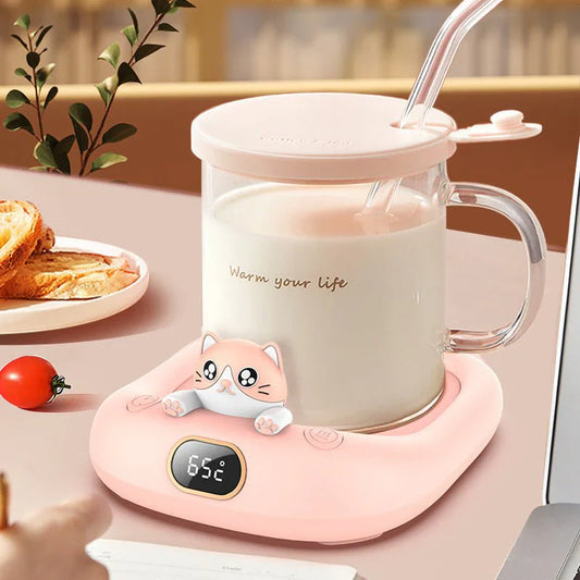 Cute Pet-Themed Constant Temperature Cup Warmer – Home & Office Winter Gadget