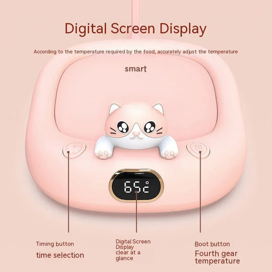 Cute Pet-Themed Constant Temperature Cup Warmer – Home & Office Winter Gadget
