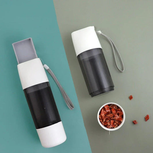 Portable 2-in-1 Dog Water & Food Bottle – 350ml Travel Pet Feeder